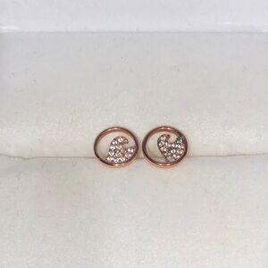 Elegant Rose Gold Heart Stud Earrings